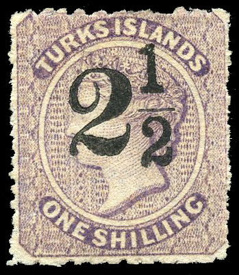 Turks Island 1881 SG 27 2½ on 1s lilac unused