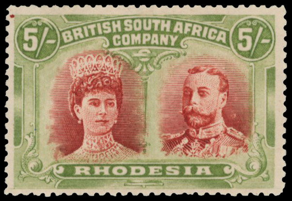 5s reddish lake-brown and yellowish green SG 160a variant, position 13 printer's mark mint