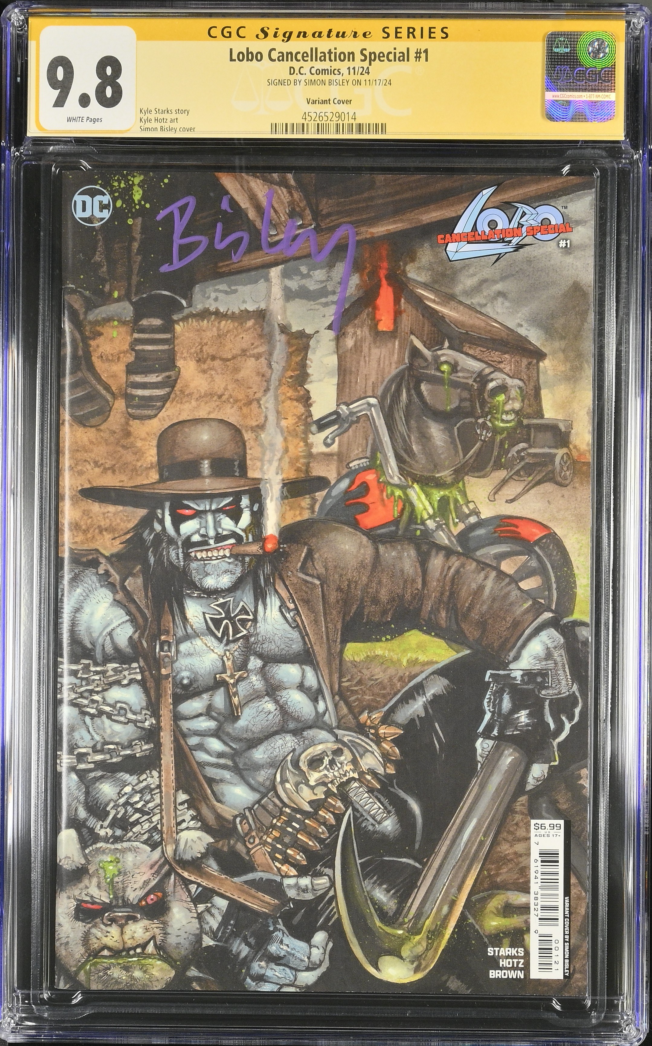 Lobo Cancellation Special #1 (DC Comics 2024) CGC 9.8 Signed by Simon Bisley