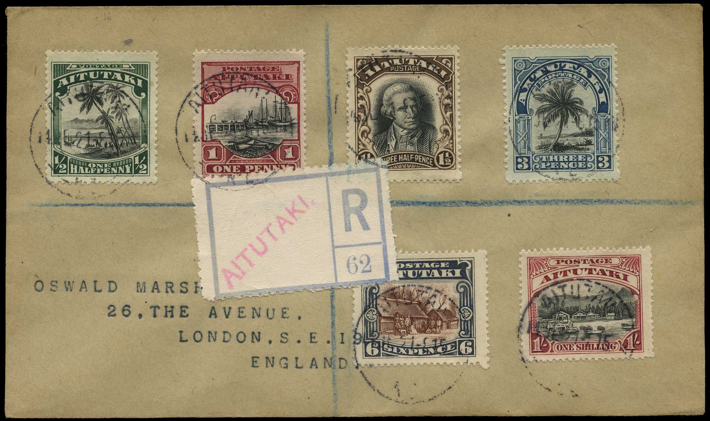 1920 Marsh envelope registered bearing ½d to...
