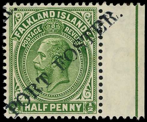 1912 ½d KG V marginal example with...