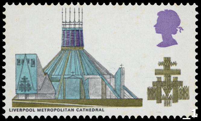 1969 1s6d British Cathedrals with black (face value) omitted
