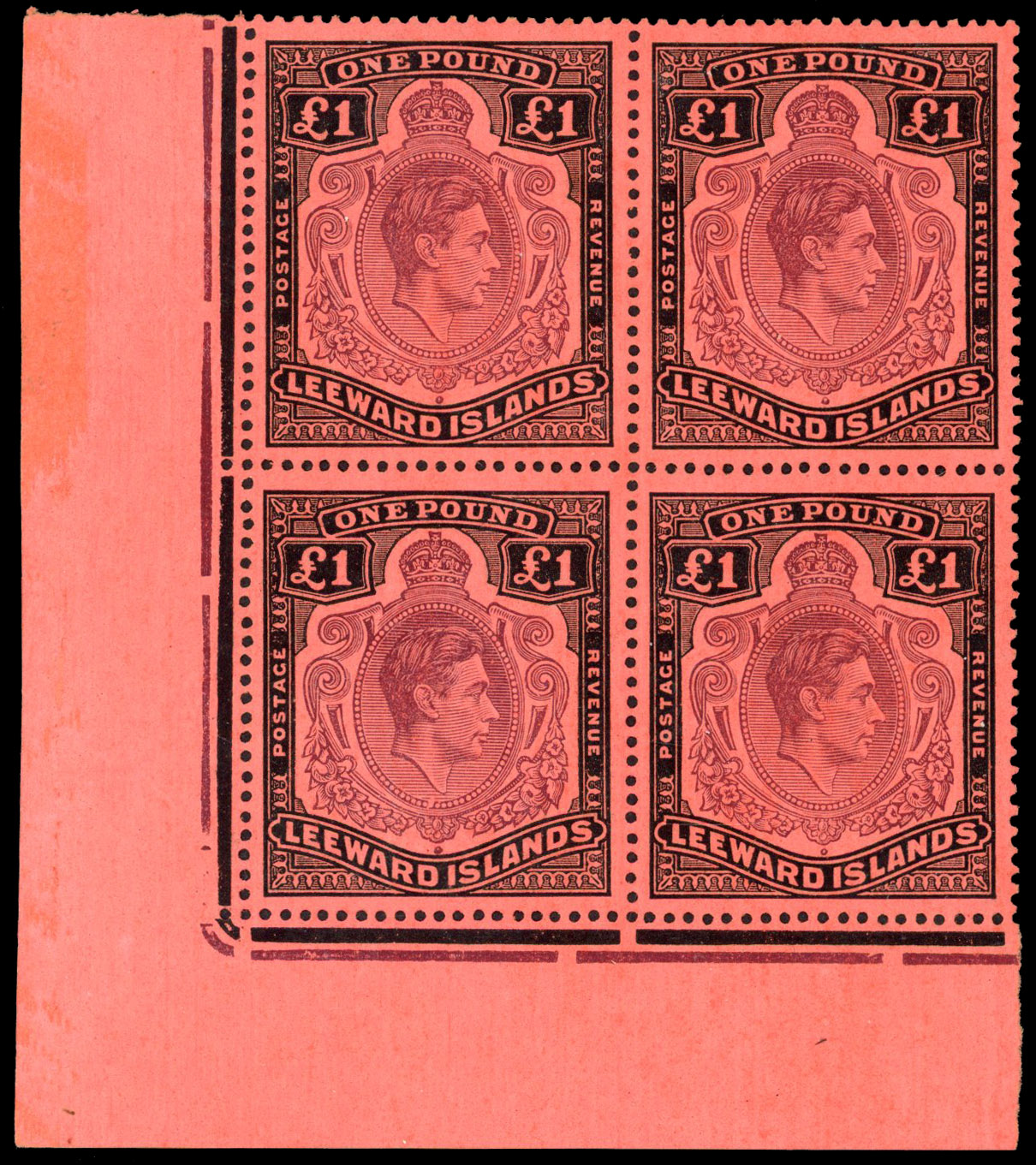 Leeward Islands SG 114ba block mint
