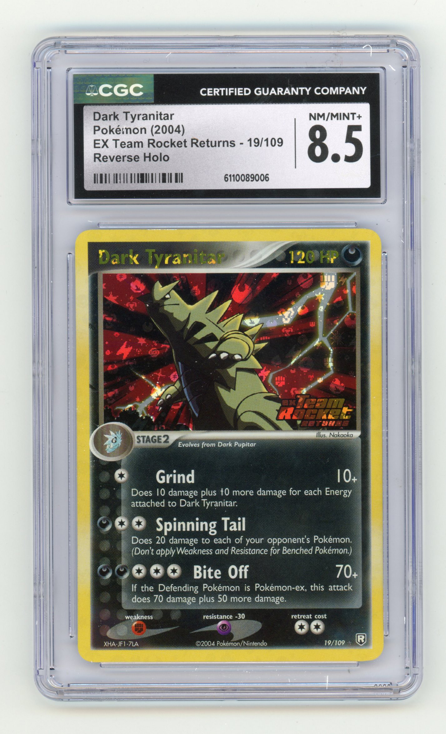 CGC 8.5 Dark Tyranitar #19 Reverse Holo - EX Team Rocket Returns