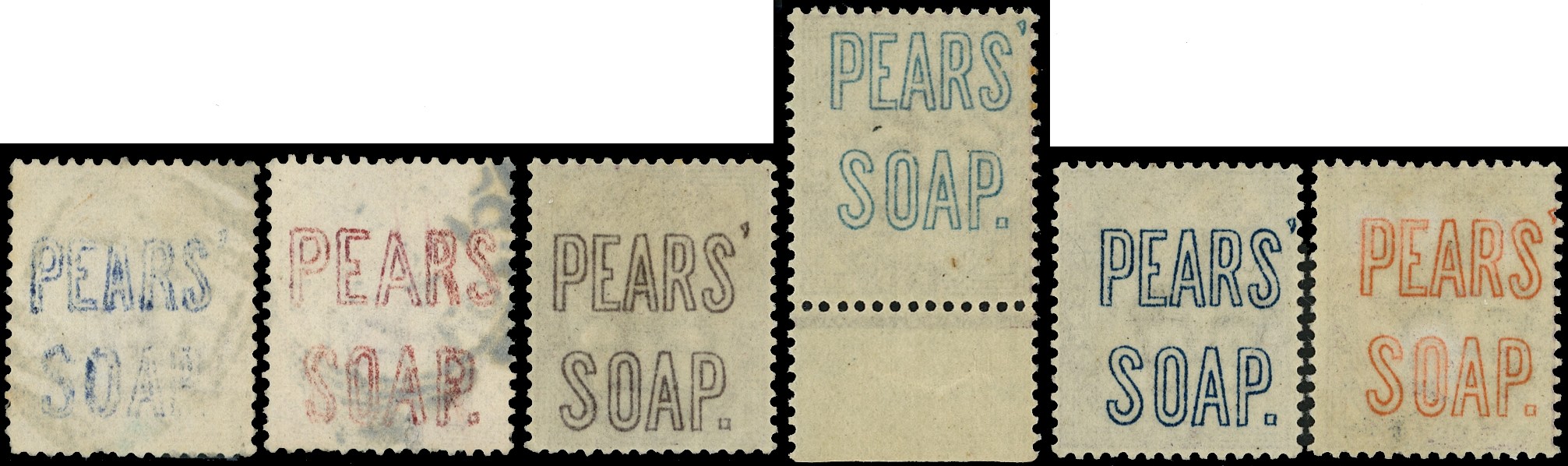 Great Britain 1881 1d lilac Pears Soap underprint group SG 172 (6)