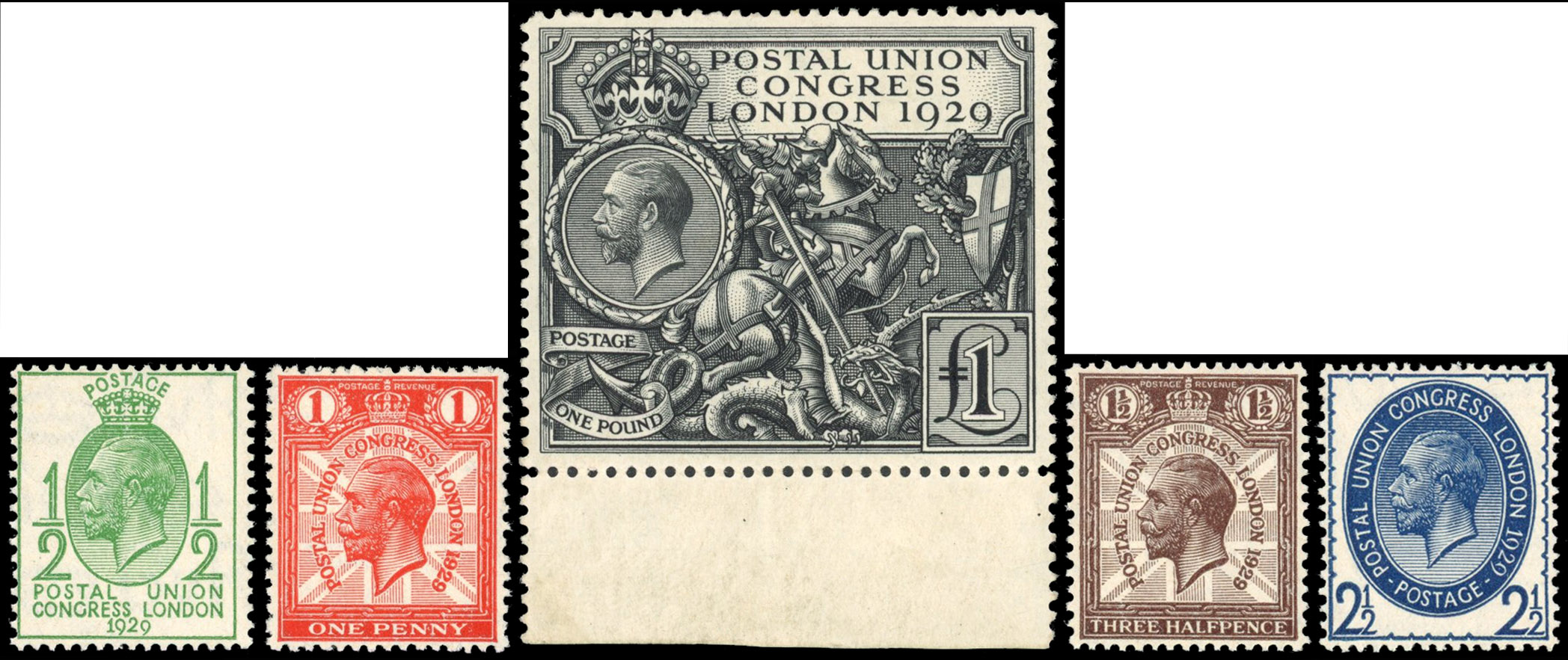 GB 1929 PUC set of five to £1 (marginal), mint unmounted o.g.
