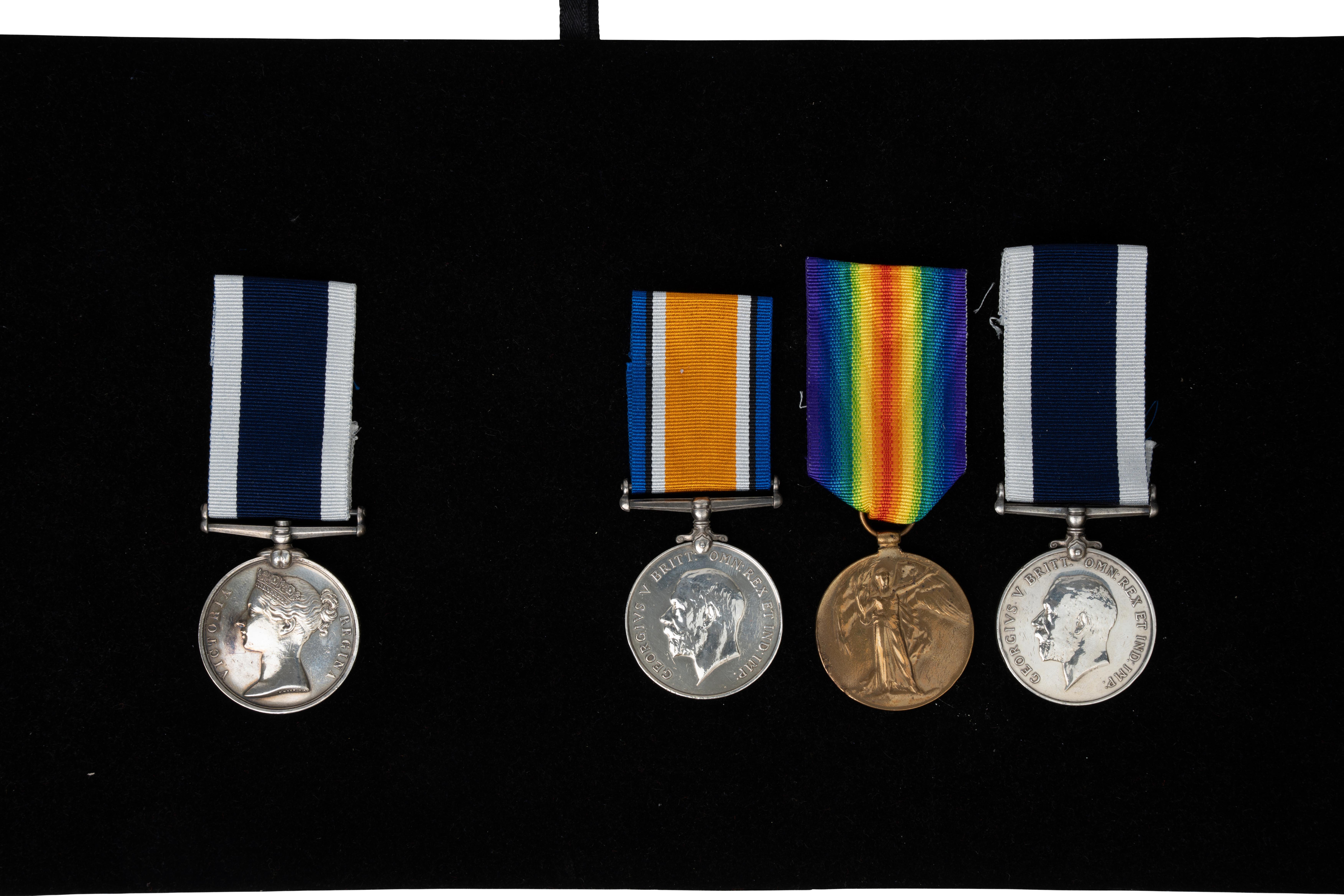 A Father and Son Double Royal Navy Long Service Group, the son serving on H.M.S. Kent during Siberian Intervention in 1919
