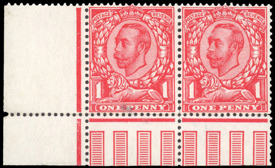 1912 Downey Head, 1d bright scarlet with error NO WATERMARK