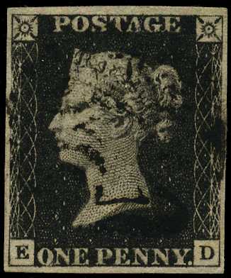 1840 1d black Plate 8 (ED) four good...