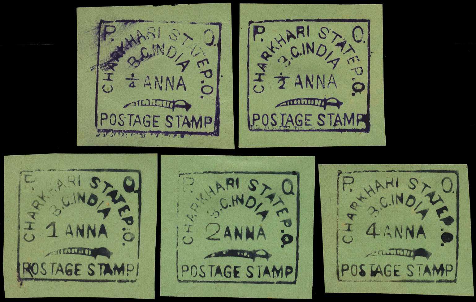 1897 proof impressions of the set on green...