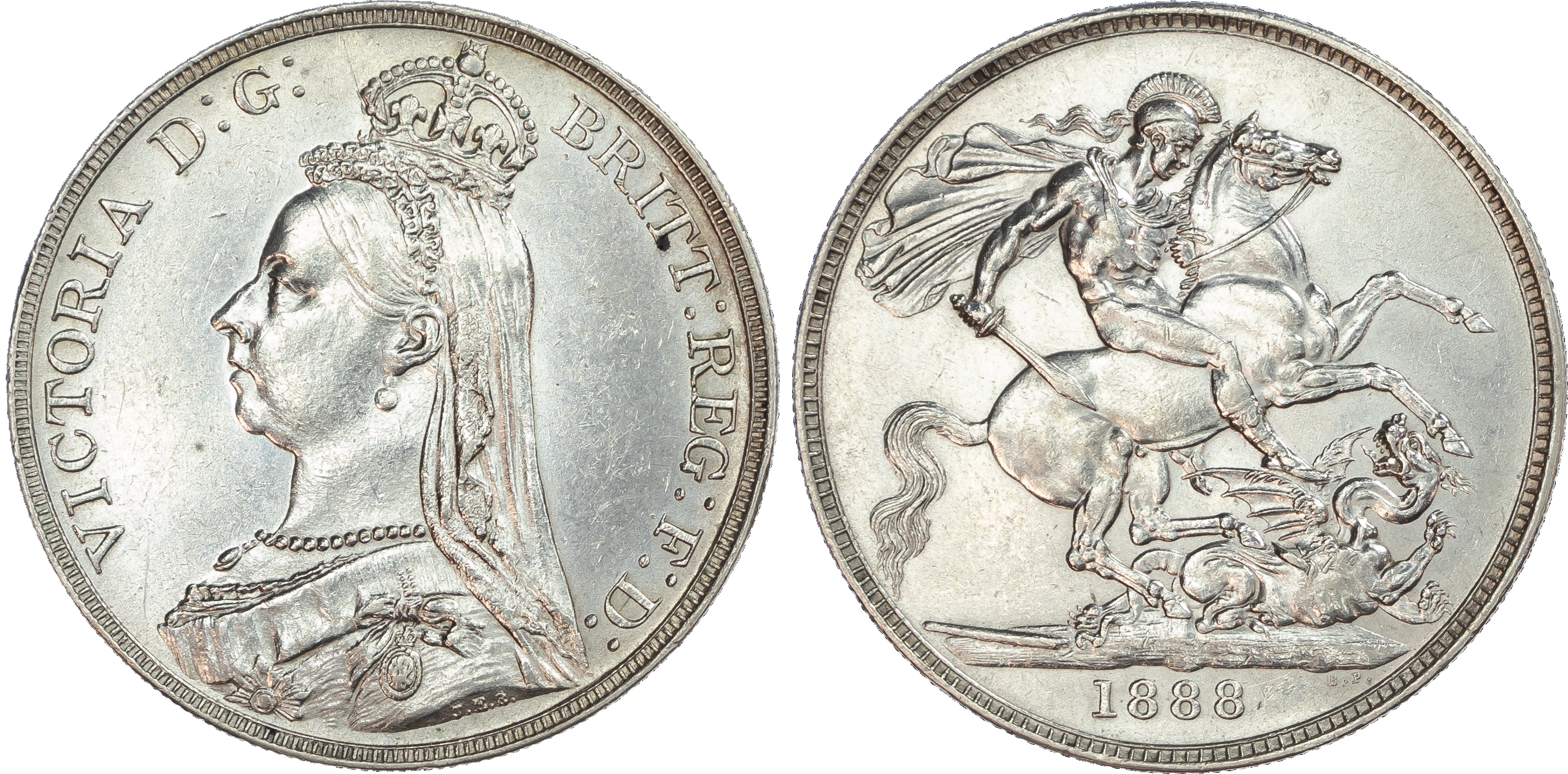 Victoria (1837‑1901), Crown, 1888, narrow date. Jubilee bust