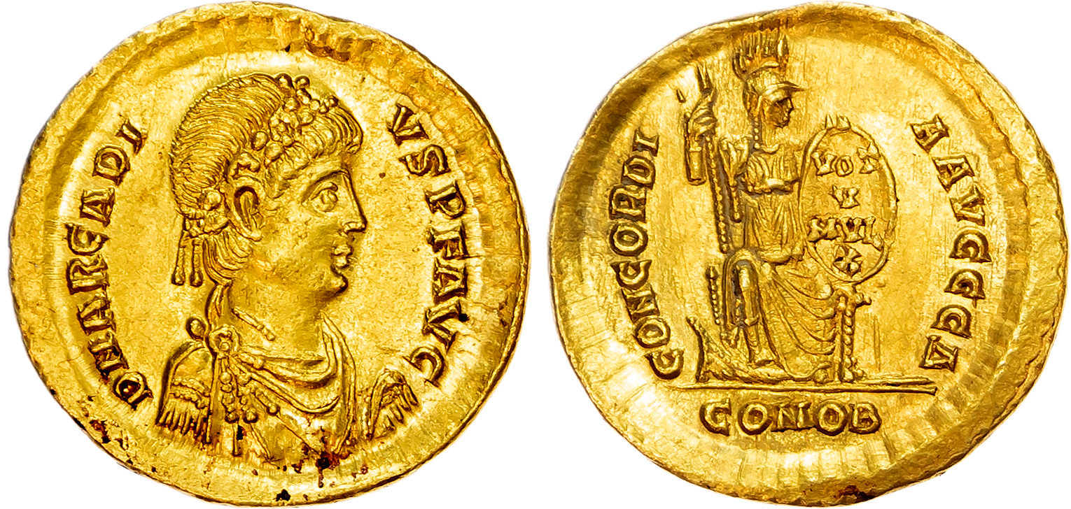 Arcadius (AD 383-408) AV Solidus, Constantinople, 4.45g. 