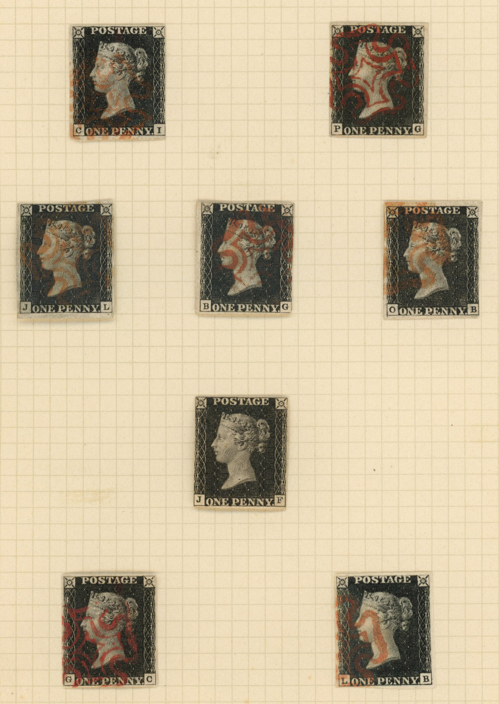 GB: 1840 1d black used selection of fifty