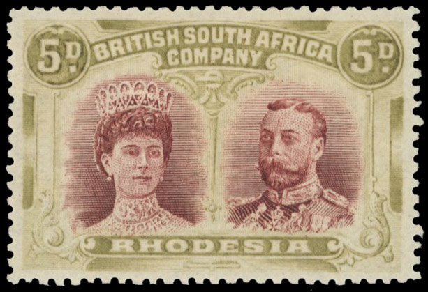 5d lake-brown and yellow-olive, RSC C mint