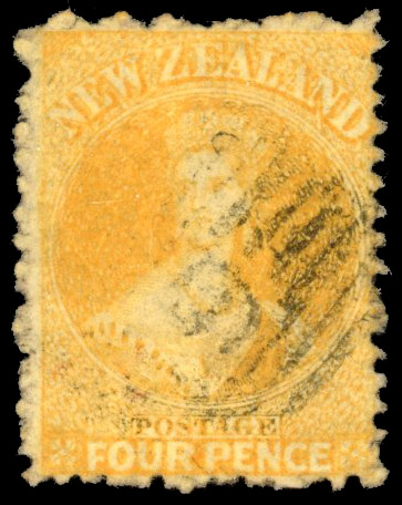 New Zealand 1873 4d orange-yellow, fine used, SG 139