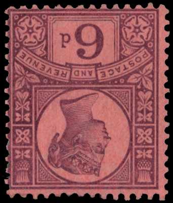 1887 6d purple on rose with WMK INVERTED,...