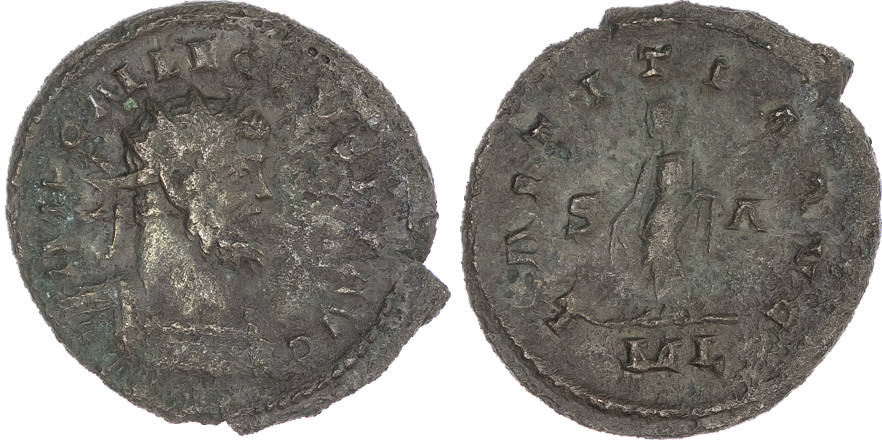 Allectus (AD 293-296) AE Antoninianus, mint of London, 3.76g. IMP C ALLECTVS P F AVG, radiate and cuirassed bust of Allectus