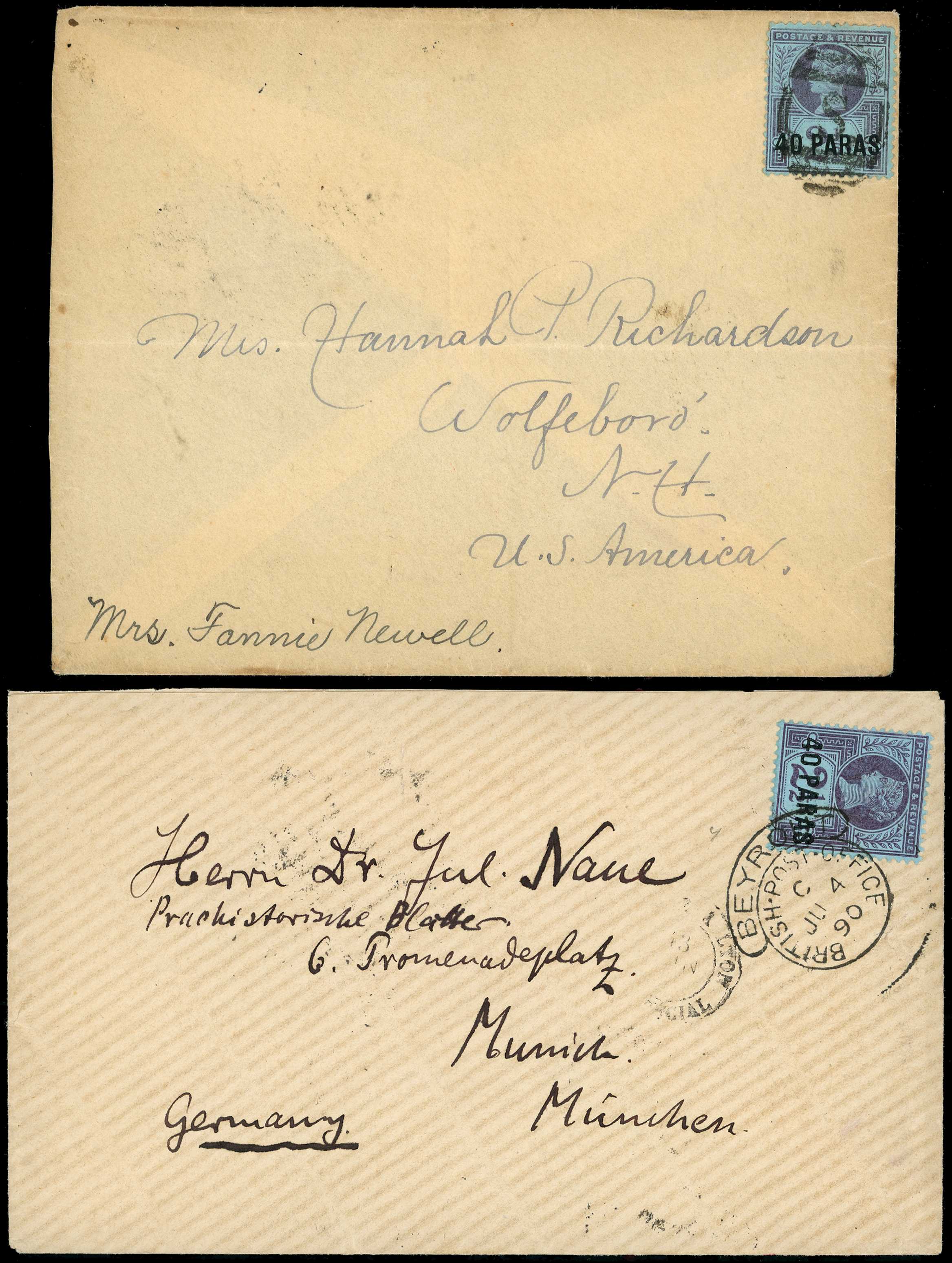 1890 envelope to Munich bearing 40p on...