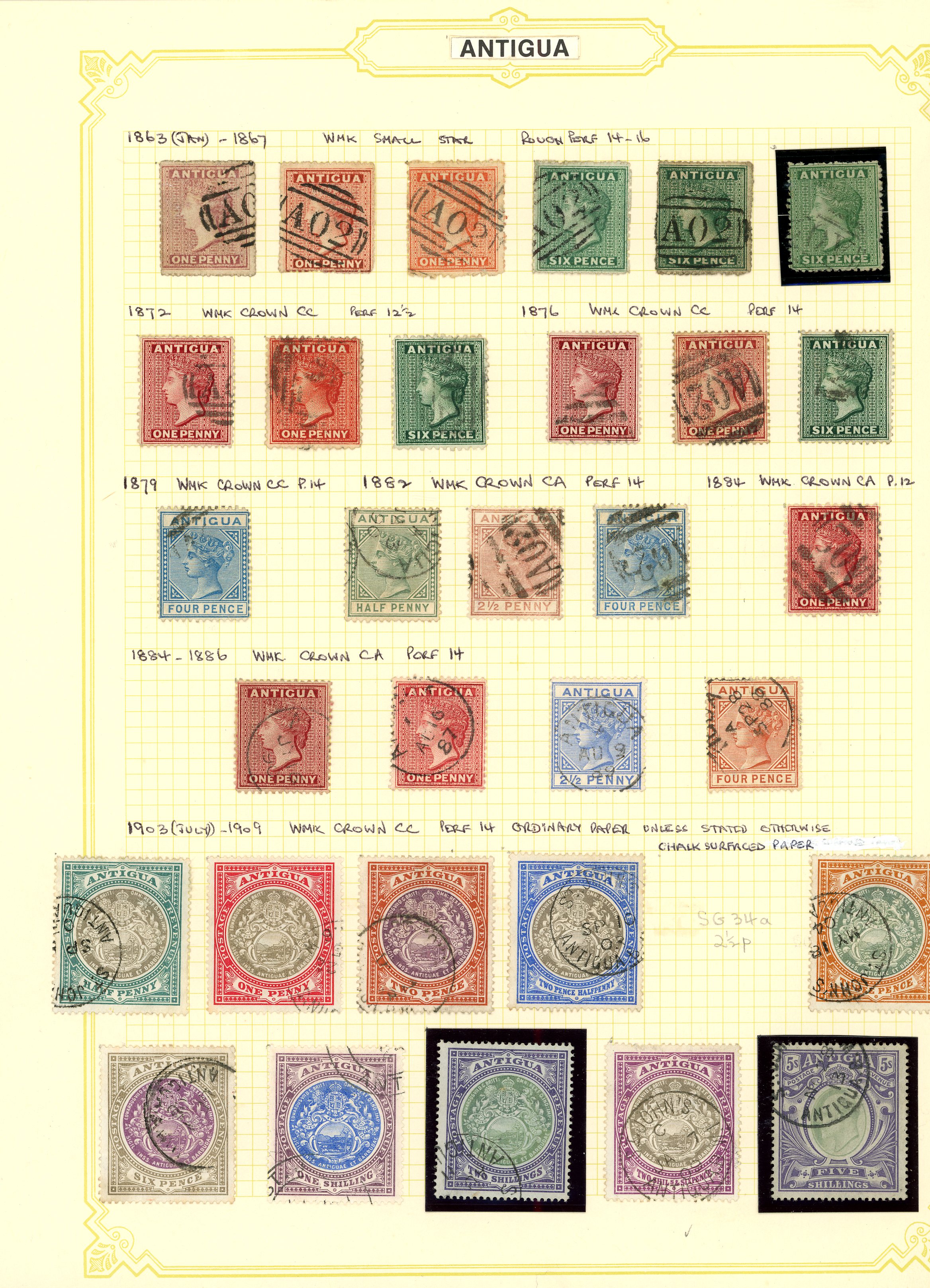 1863-1970 used collection (218) on leaves,...