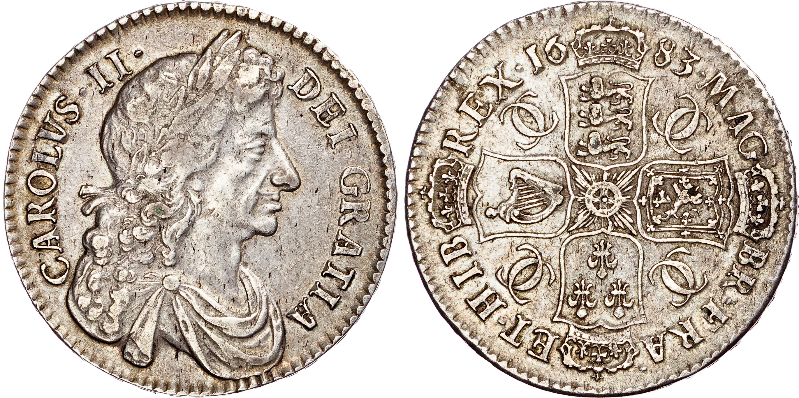 Charles II (1660‐1685), AR Halfcrown, 1683 T. QVINTO, E/D in DEI.