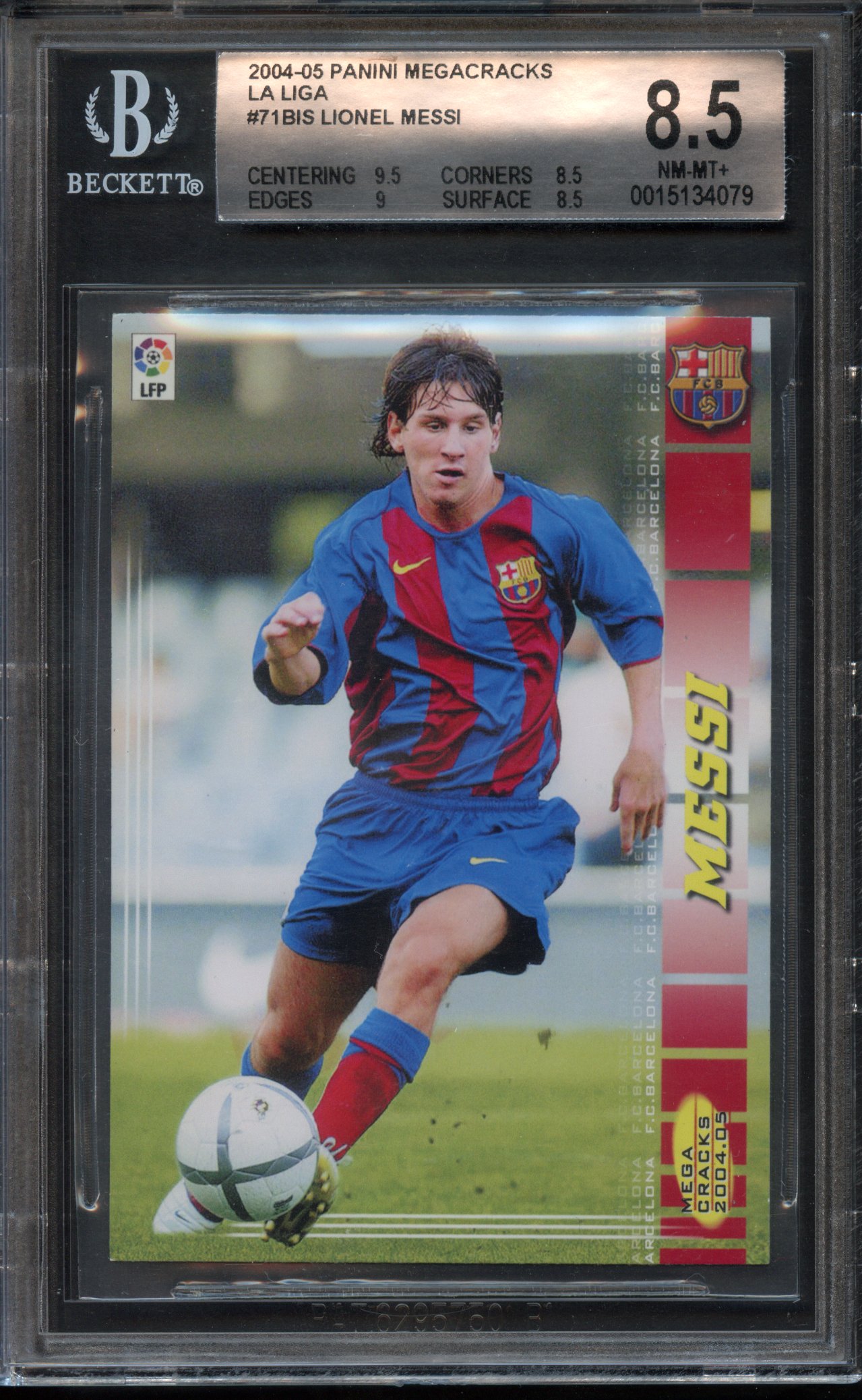 <p>BGS 8.5 2004 Lionel Messi #71 ROOKIE Panini Mega Cracks La Liga</p>