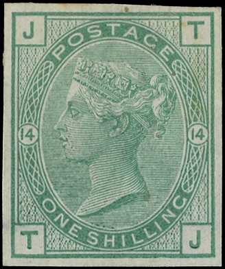 1873-76 1/- green Plate 14 (TJ)...