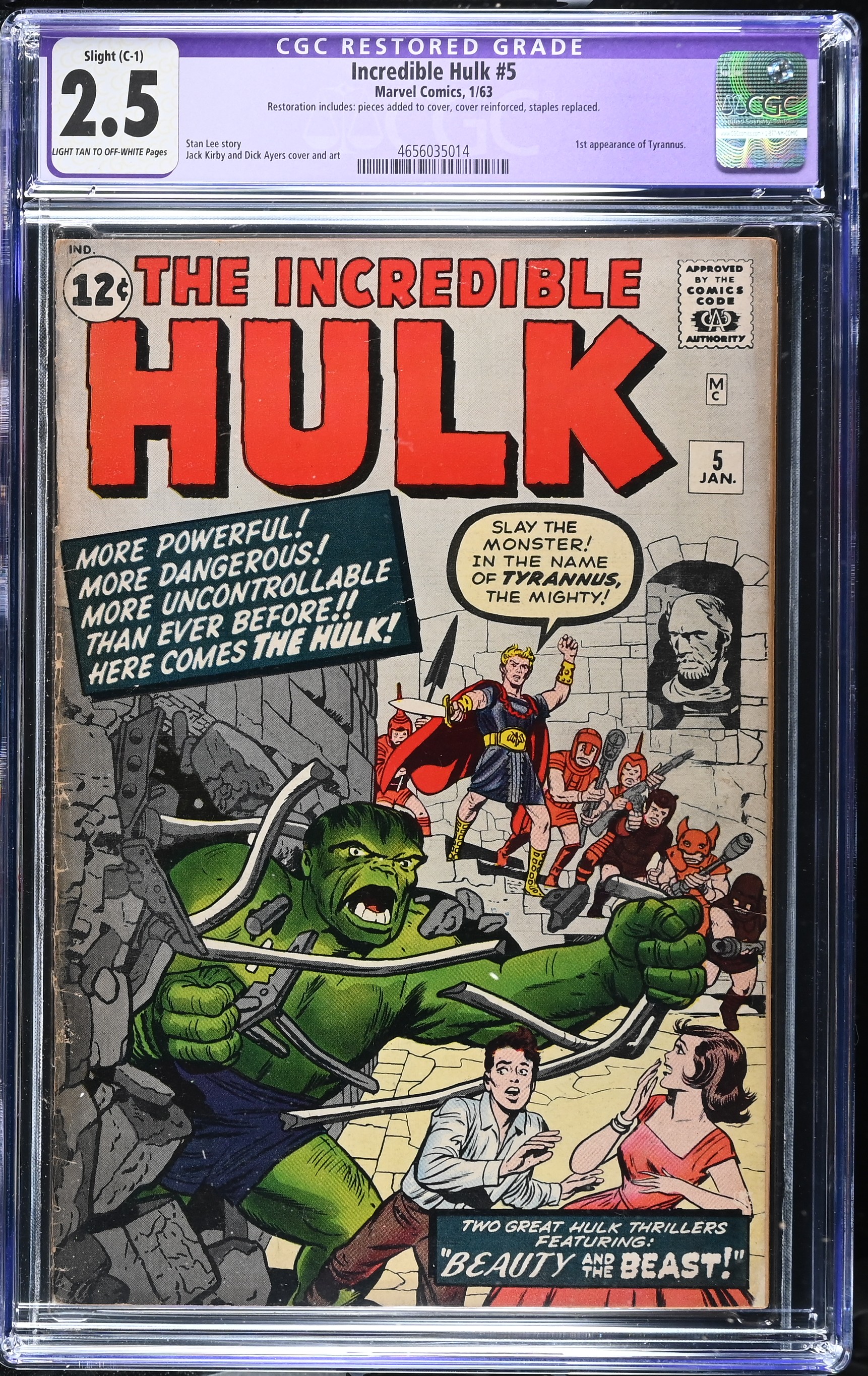 Incredible Hulk #5 (Marvel Comics 1963) CGC 2.5 First Tyrannus