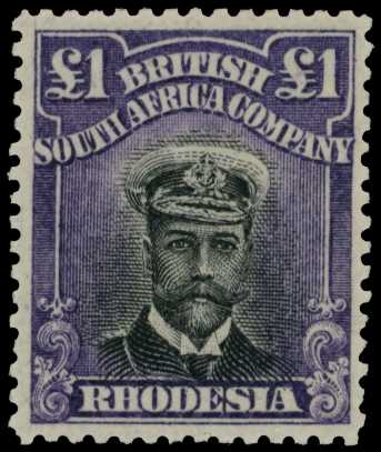 1913-7 £1 Head Die II, perf 14. Large part...