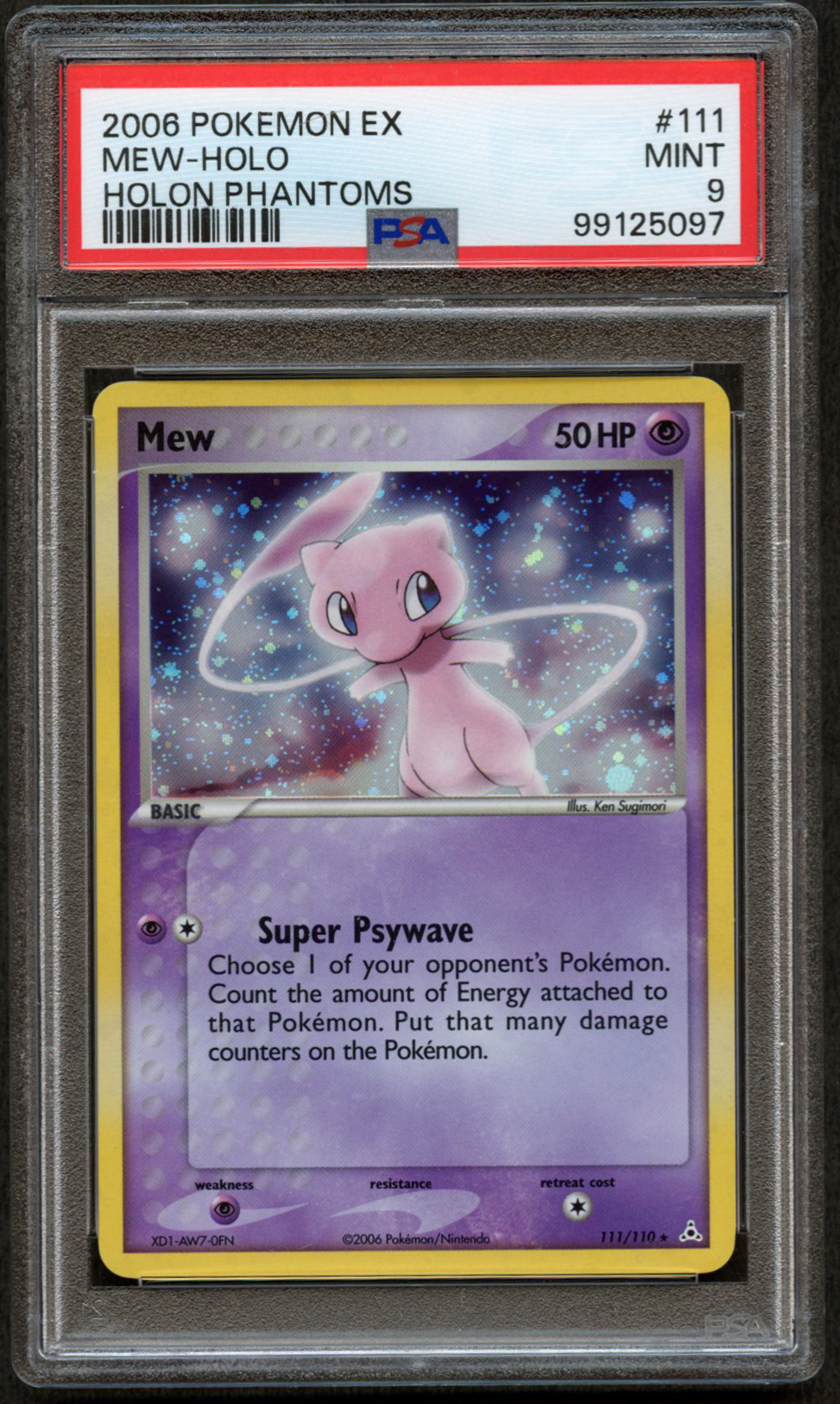 PSA 9 - Mew Secret Rare - Holon Phantoms 2006 - #111