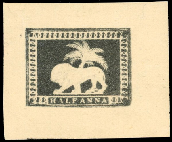 † India 1890 ½a Lion & Palm Tree essay