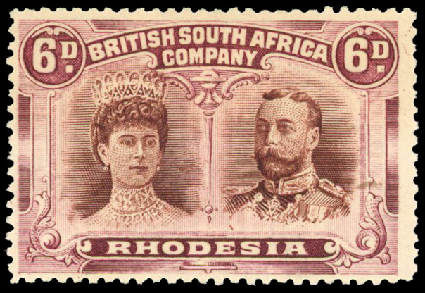 SG 145 6d red-brown and mauve, #26 voided medal mint