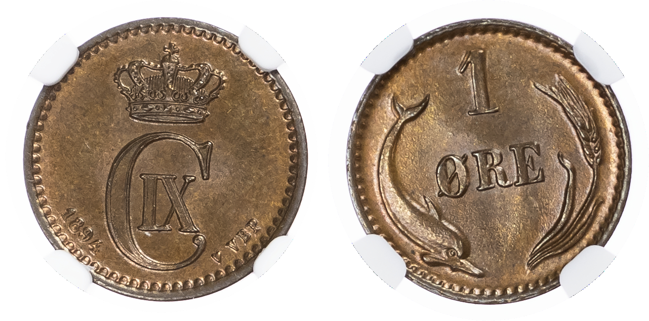 Denmark. Christian IX Æ 1 Ore. 1894 VBP.