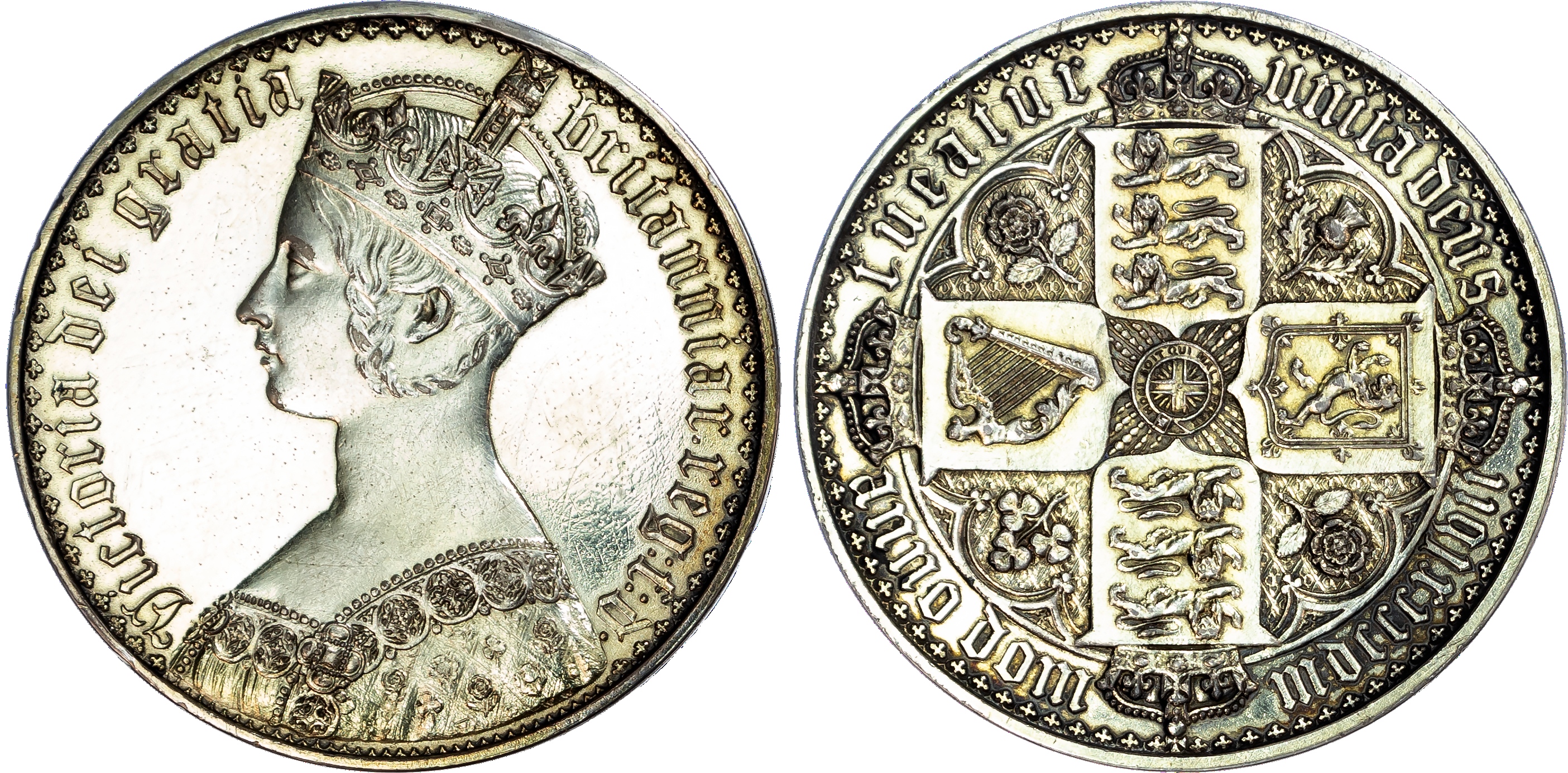 Victoria (1837-1901), Proof Gothic Crown struck in pure Silver, 1847