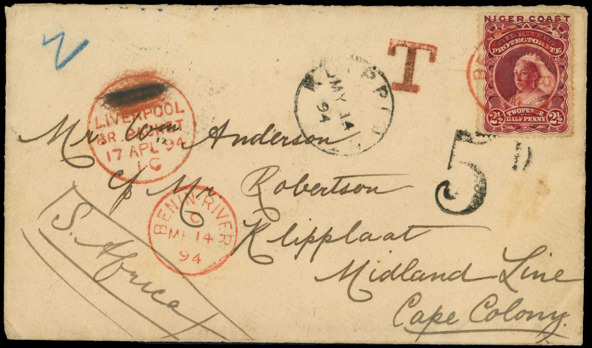POSTAL HISTORY: 1894 envelope to Cape...