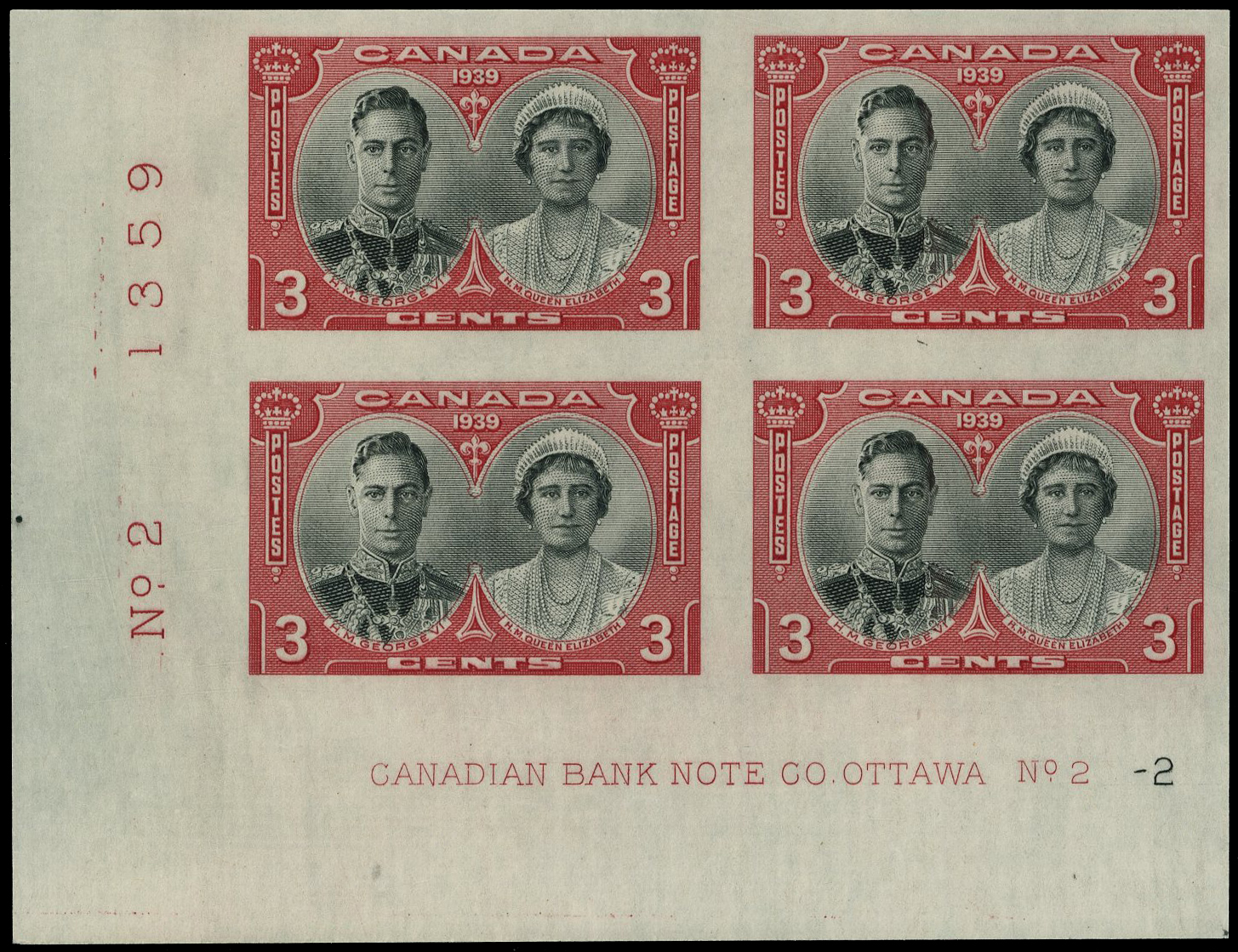 Canada SG 374 imperf block of four