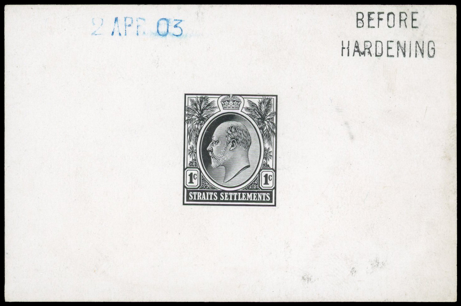 Straits Settlements 1903 1c die proof