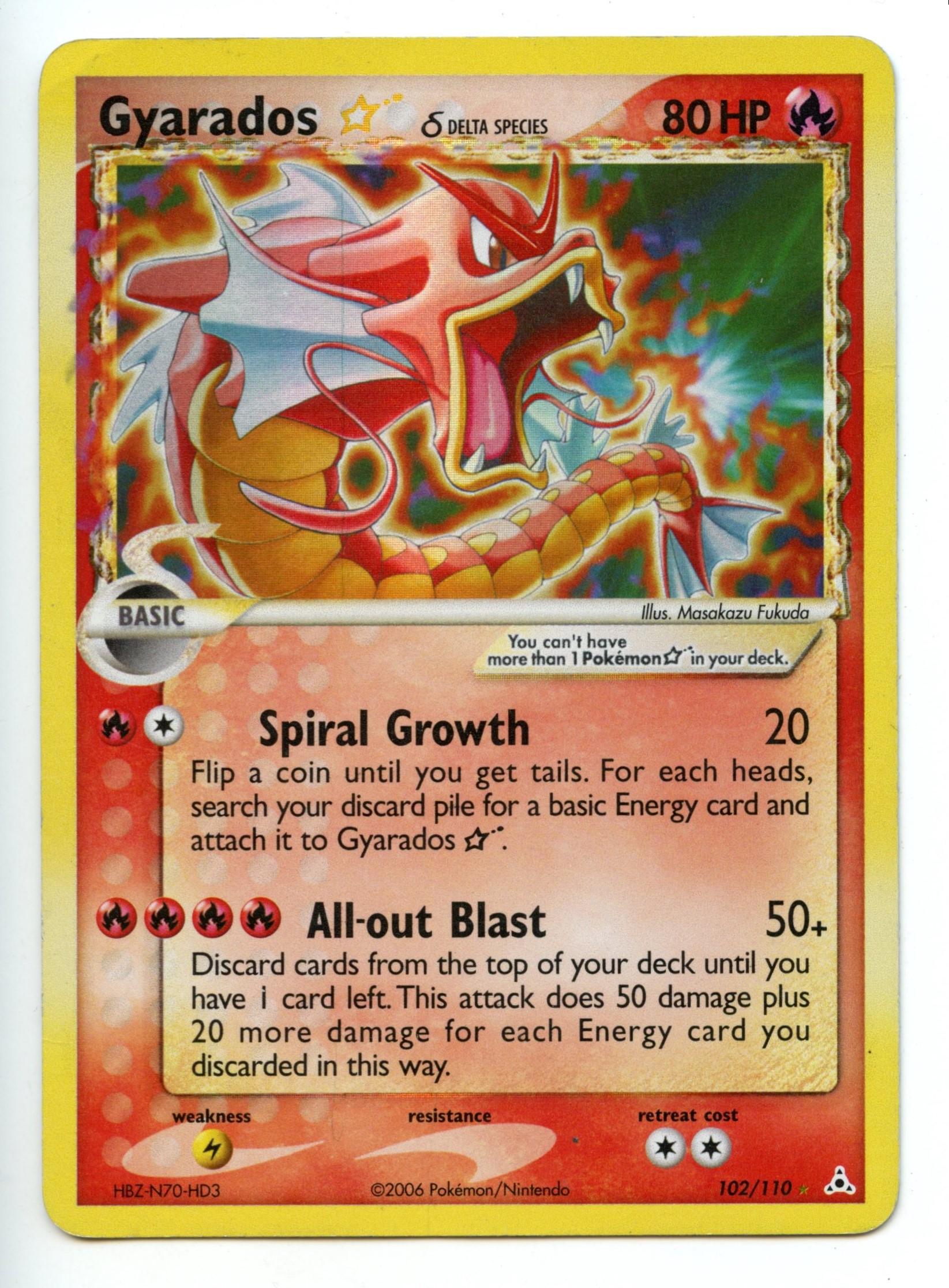 Pokemon TCG  - Gyarados Gold Star δ Delta Species HOLO  - EX Holon Phantoms - Heavily Played 