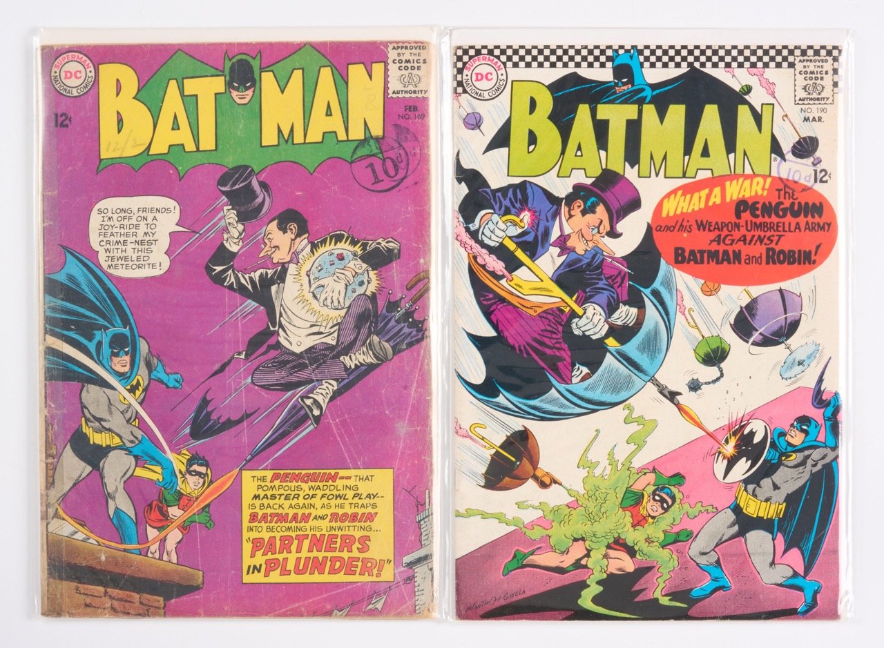 Batman #169 & #190 2nd Appearance of The Penguin & Iconic Cover (DC Comics, 1965-67)