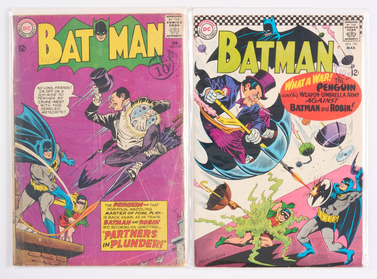 Batman #169 & #190 2nd Appearance of The Penguin & Iconic Cover (DC Comics, 1965-67)