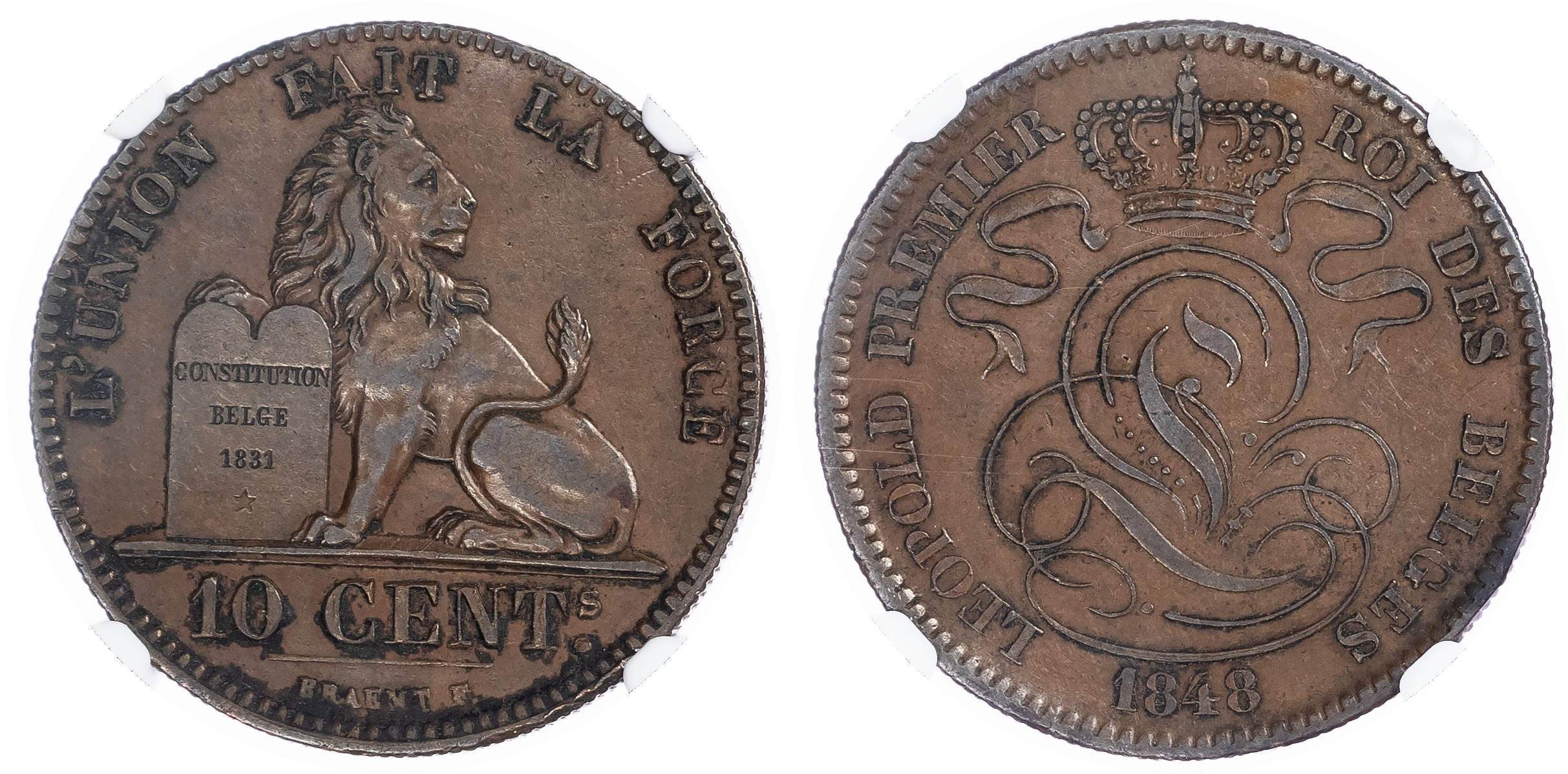Belgium.. Leopold I CU 10 Centimes. 1848.