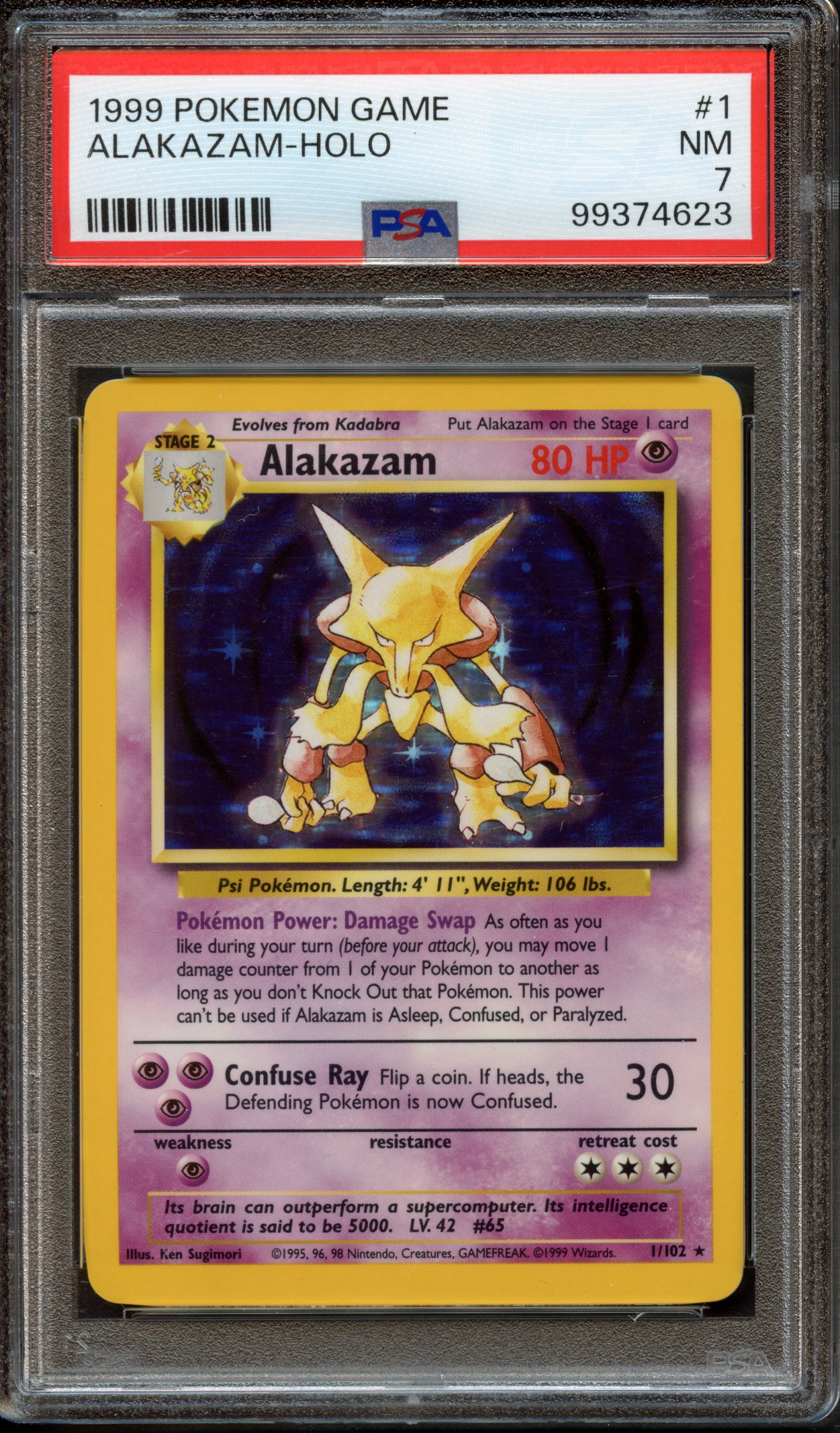 PSA 7 Alakazam Holo #1 - Base Set Unlimited 1999