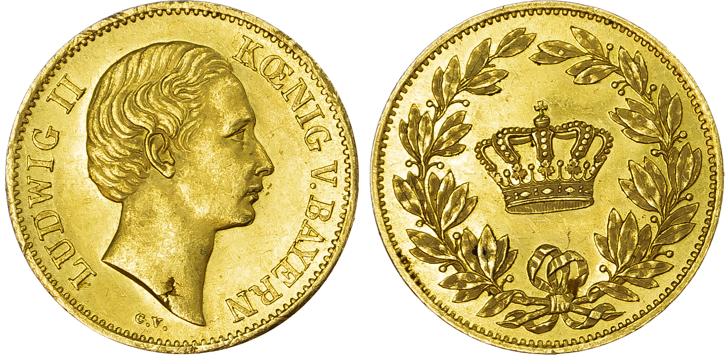German States, Bayern (Bavaria, Kingdom). Ludwig II AV Medallic Dukat. Munich mint, circa 1864-1886.