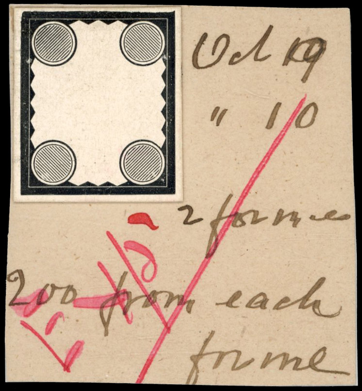 GB 1887-92 4d stamp-sized duty Plate die proof for an unadopted design, For SG 205