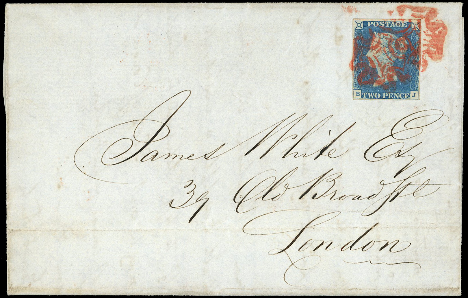 1840 2d Blue Pl.1. Fine group of three covers