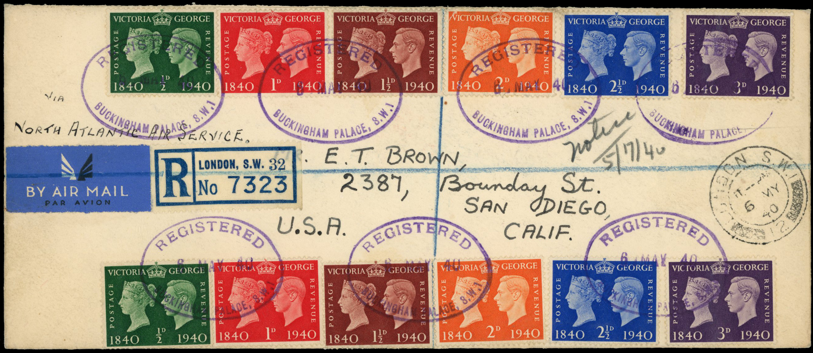 1940 (6 May) Stamp Centenary ½d to 3d, two...