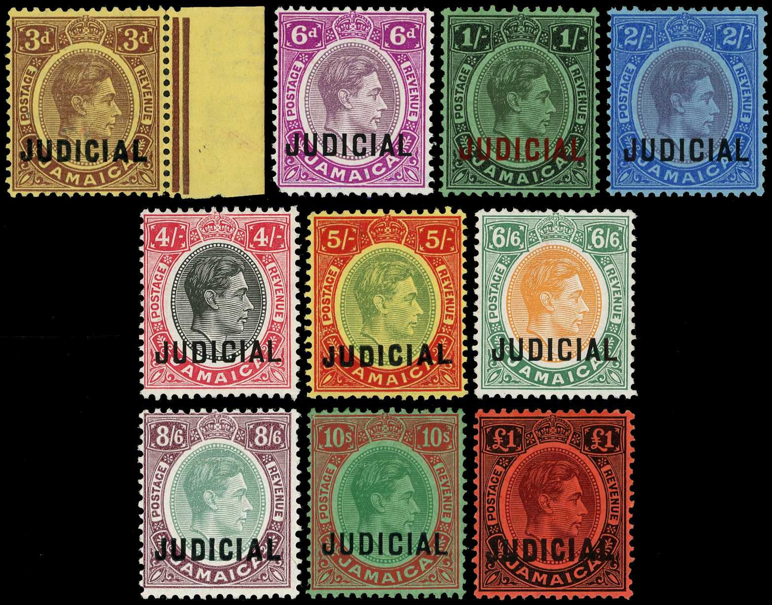 Judicial: 1938-44 3d to £1 complete set of...