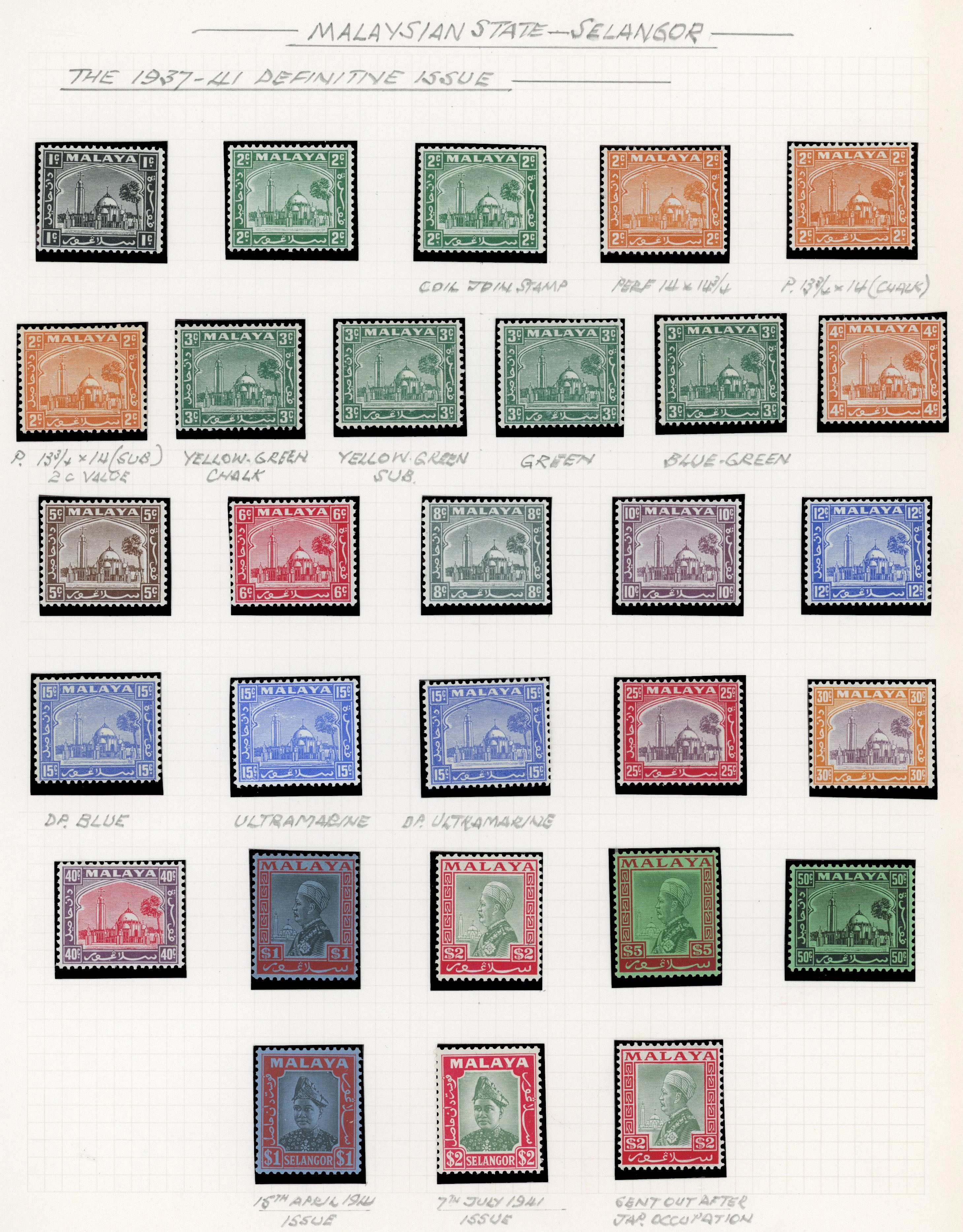 Malaya Selangor SG 68-87 mint