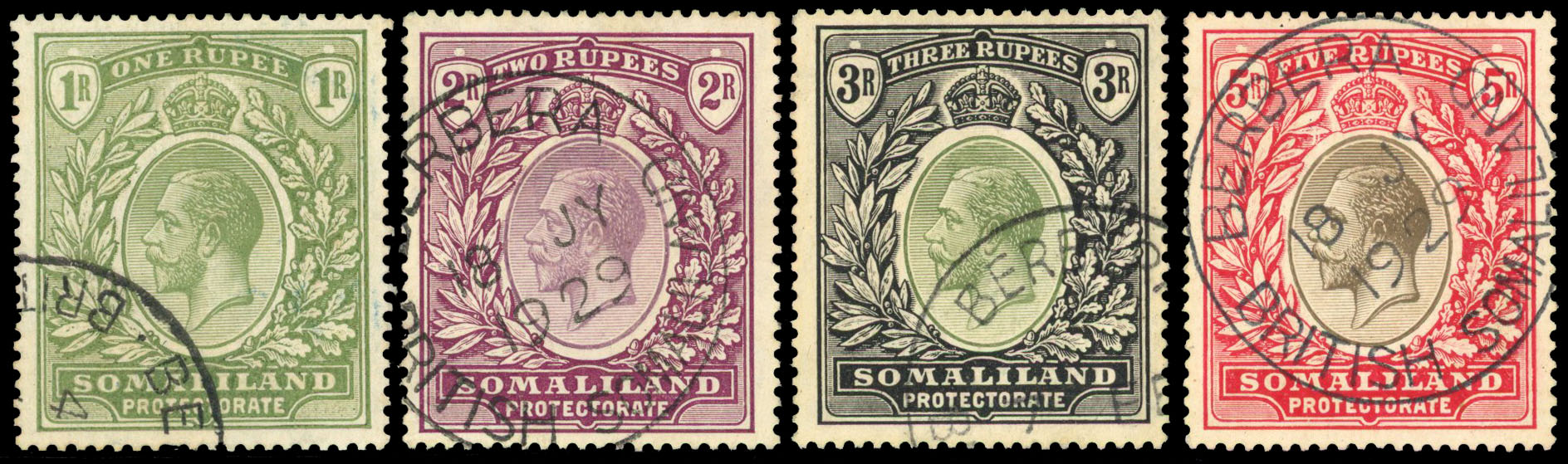 1921 1r, 2r, 3r and 5r fine used SG 82/85