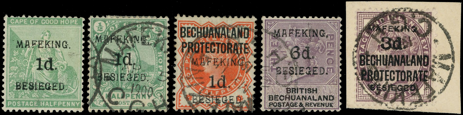 1900 1d on ½d mint, short perf top left, and used 1d on ½d green