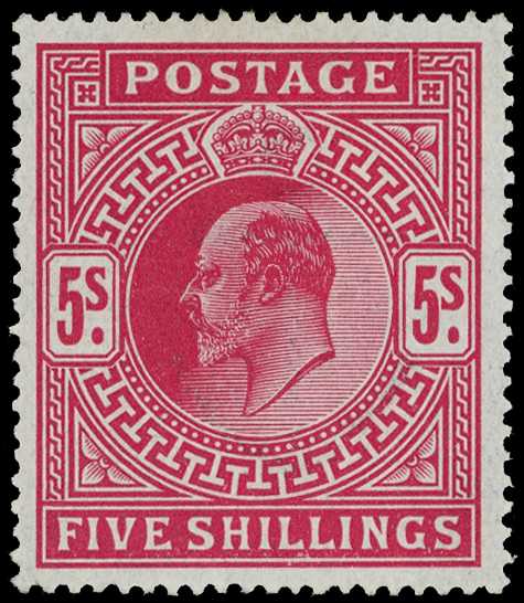 1911-3 5/- carmine-red, unmounted o.g. SG...